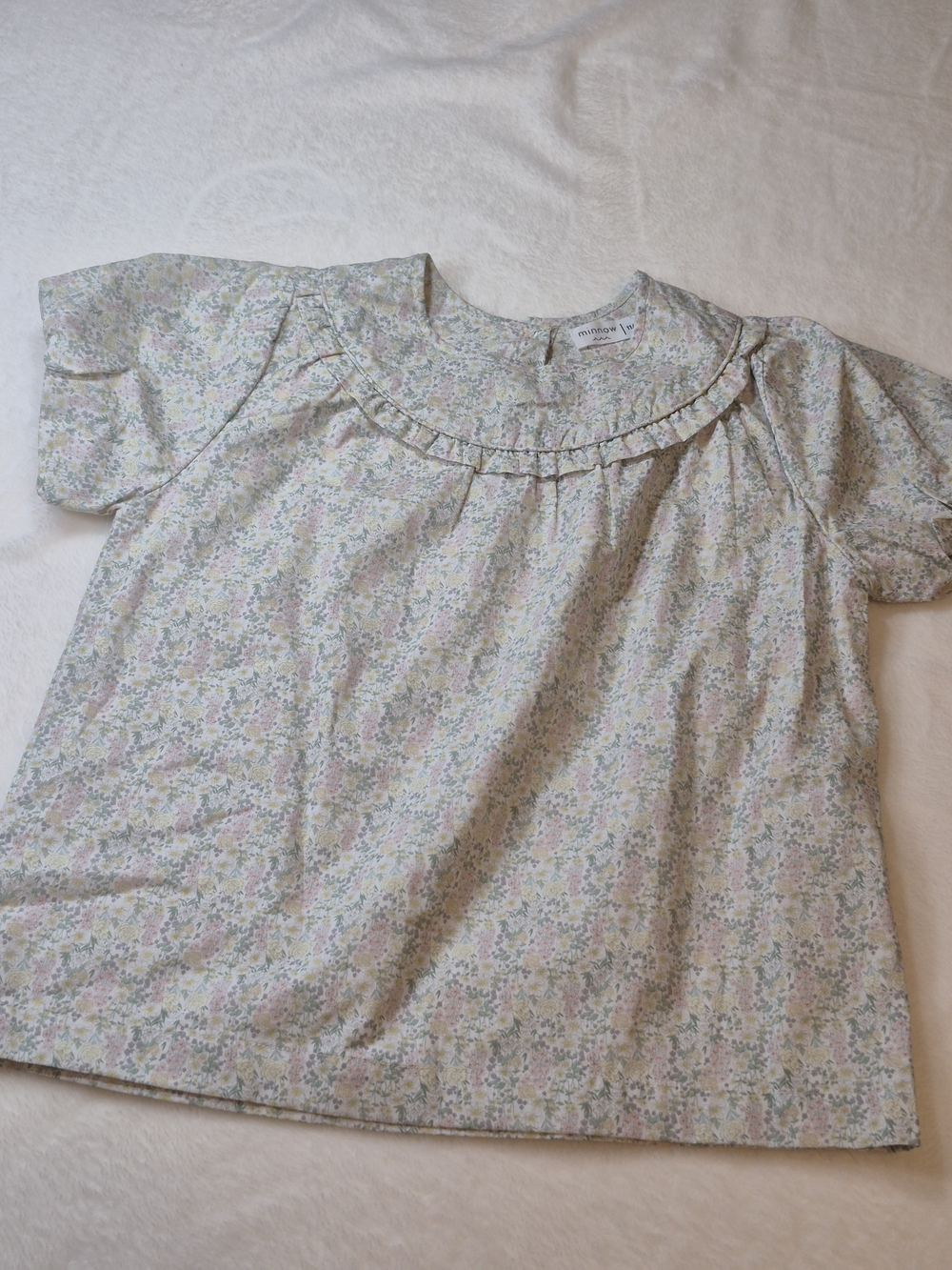 Minnow Wildflower Bouquet Floral Puff Sleeve Ruffle Blouse - Size 11/12